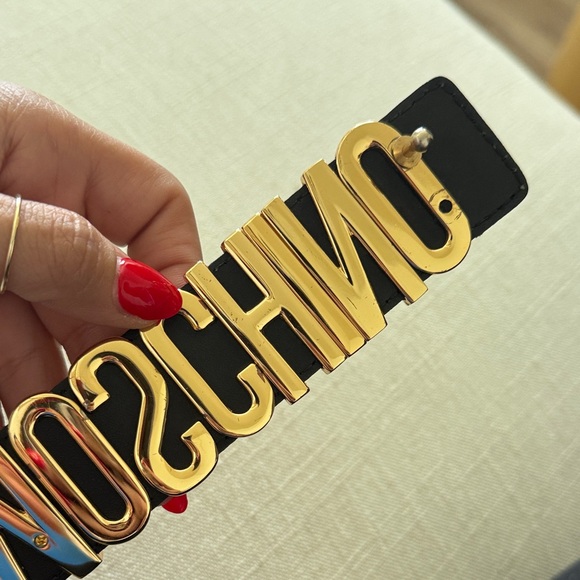 Moschino Black Belt with Gold Logo